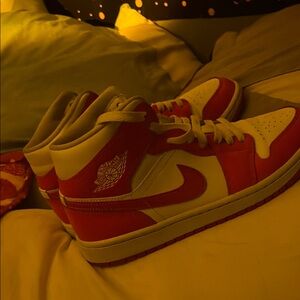 Red and White High-Top Sneakers